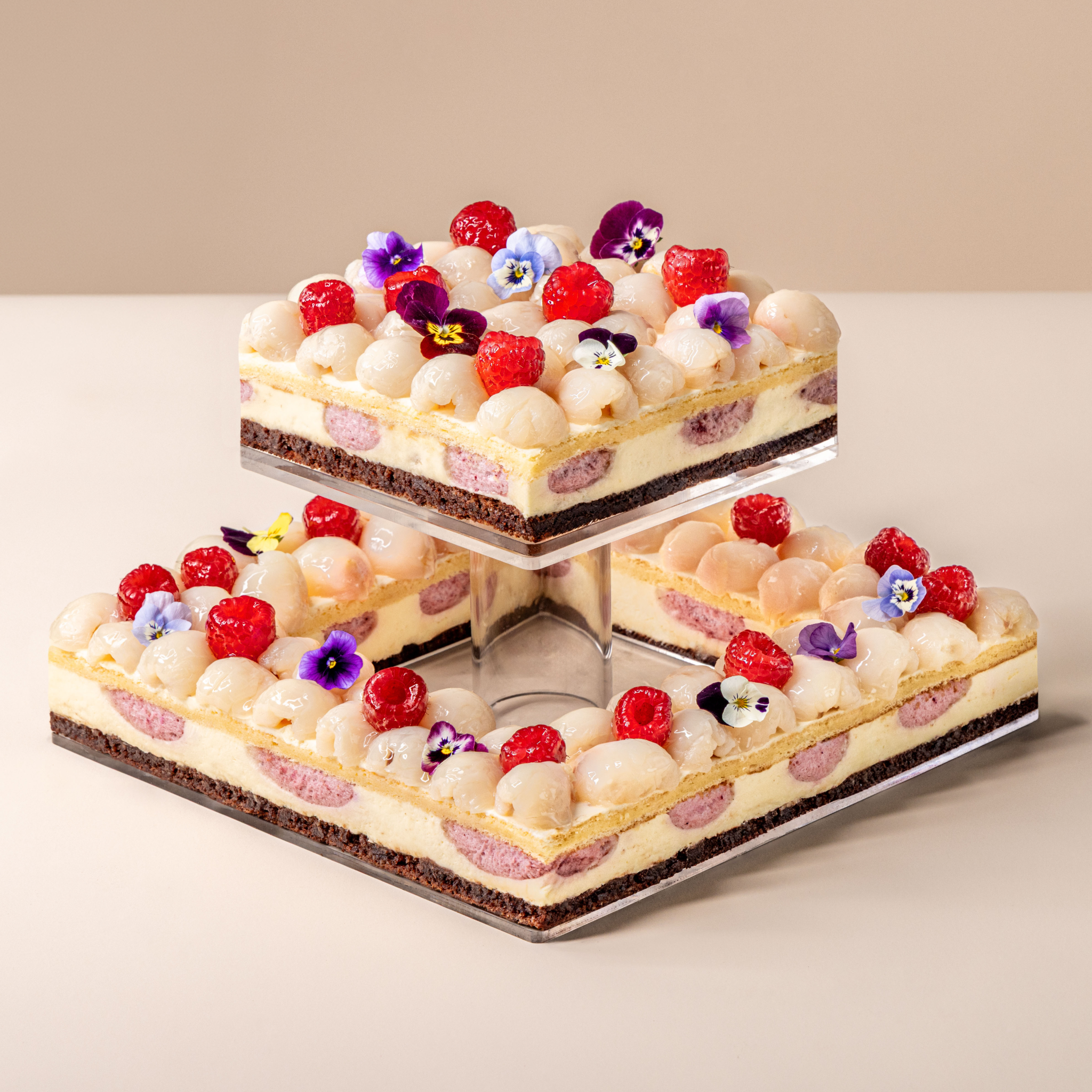 Raspberry Lychee Tiered Cake