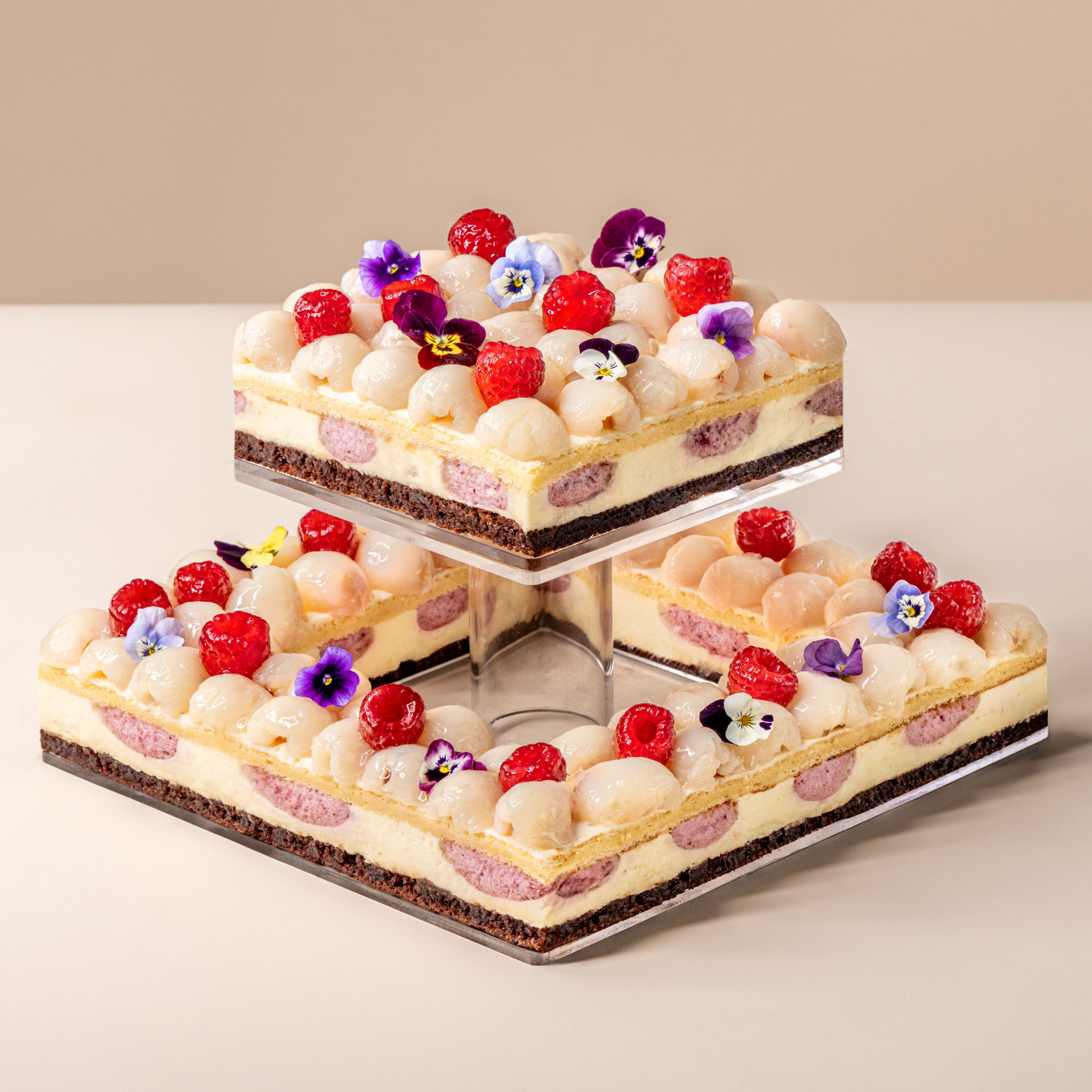 Raspberry Lychee Tiered Cake-1