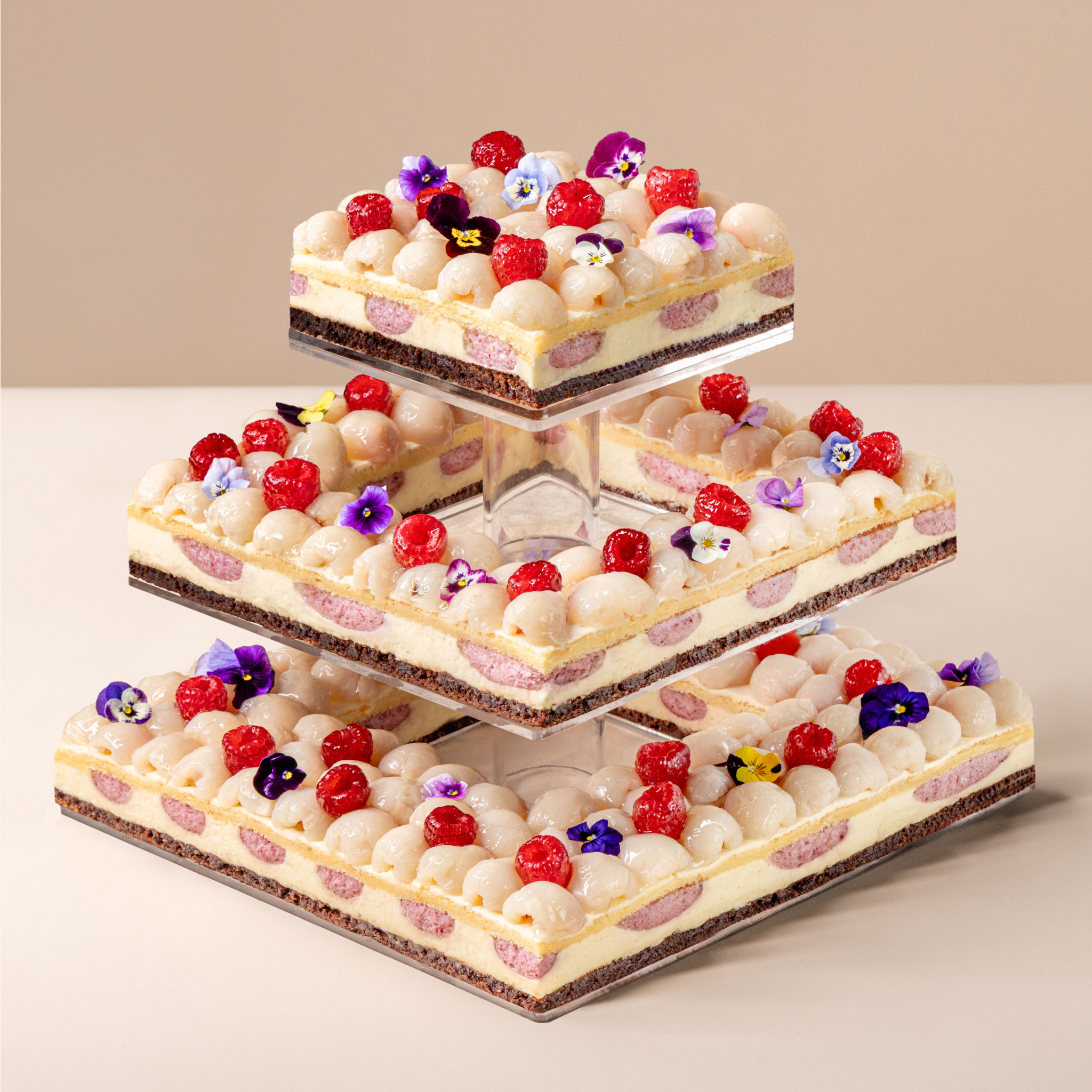 Raspberry Lychee Tiered Cake