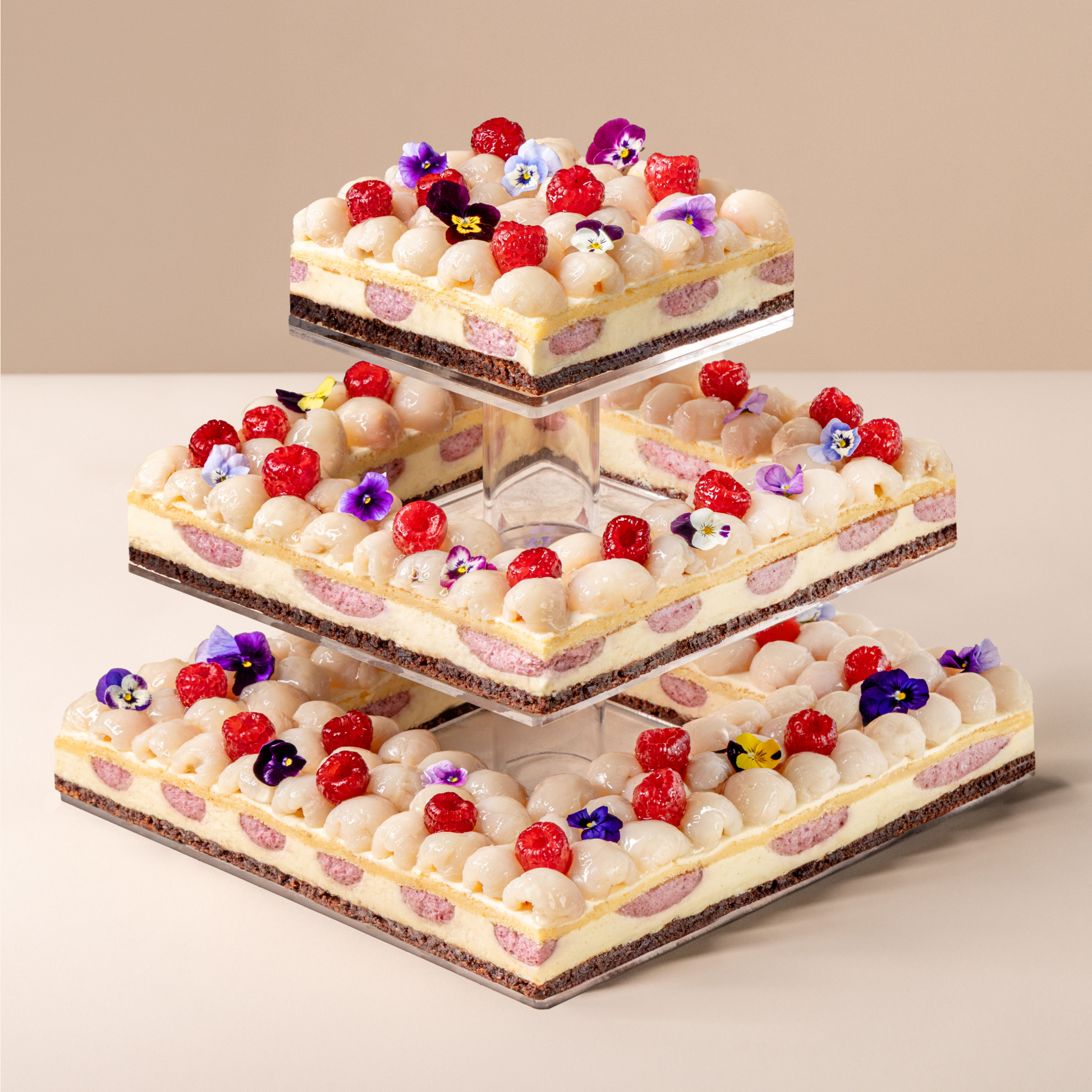 Raspberry Lychee Tiered Cake-2