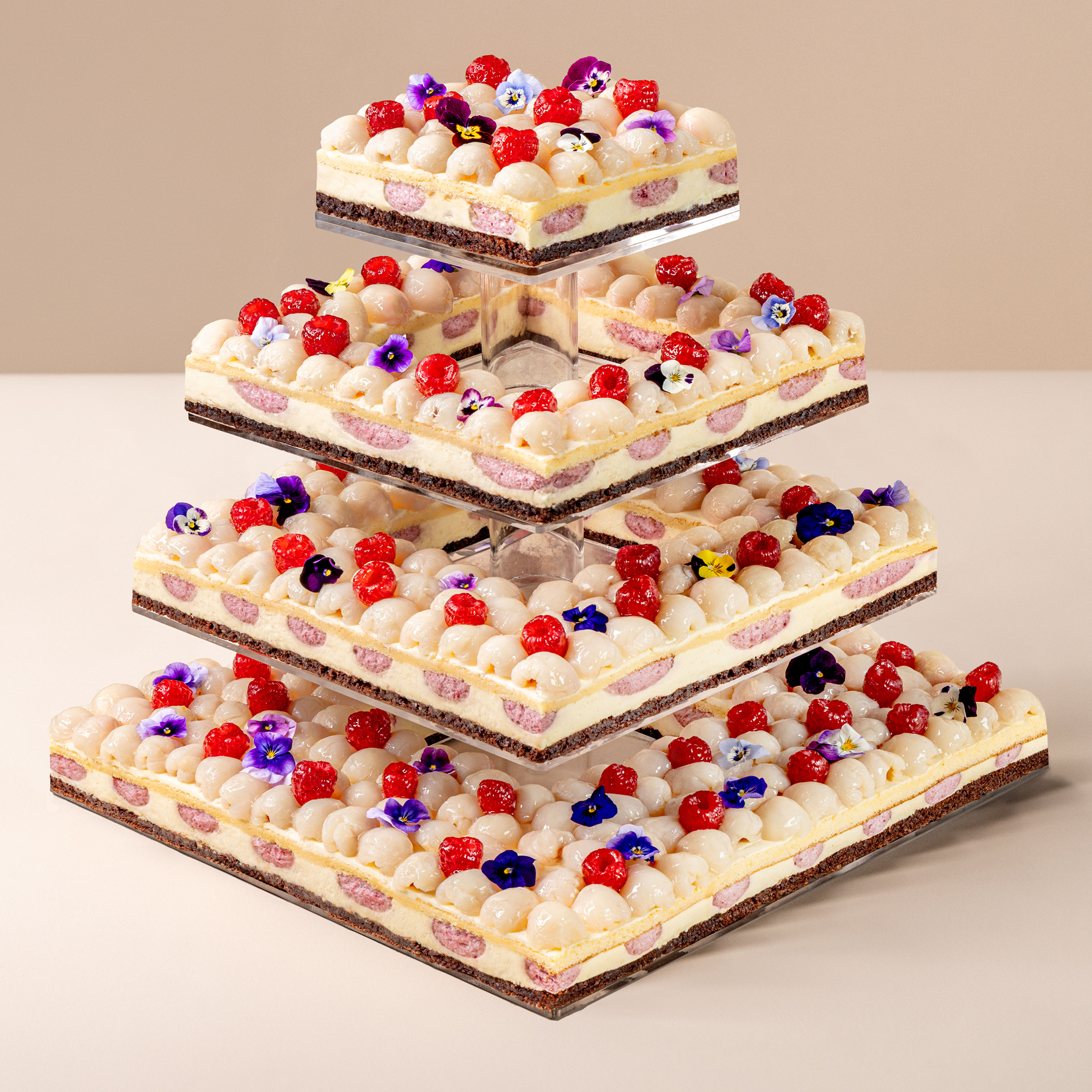 Raspberry Lychee Tiered Cake-3