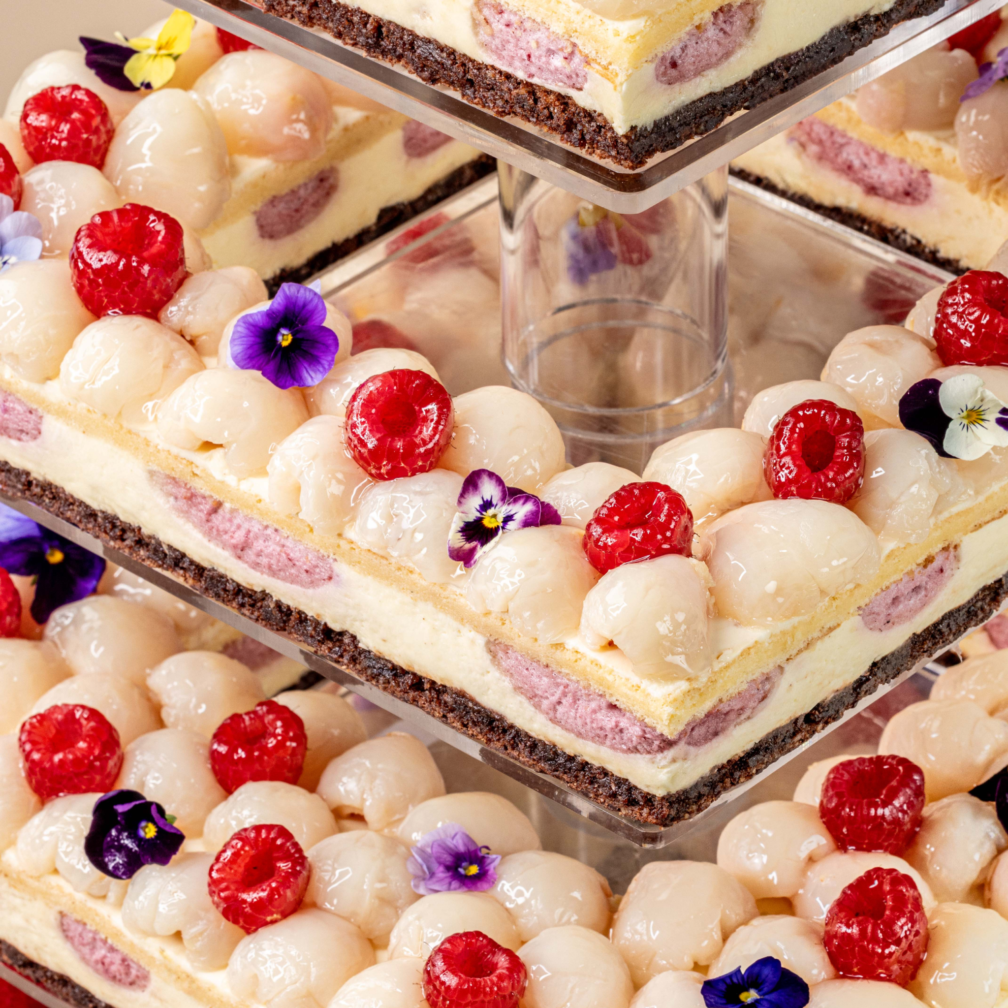 Raspberry Lychee Tiered Cake-4