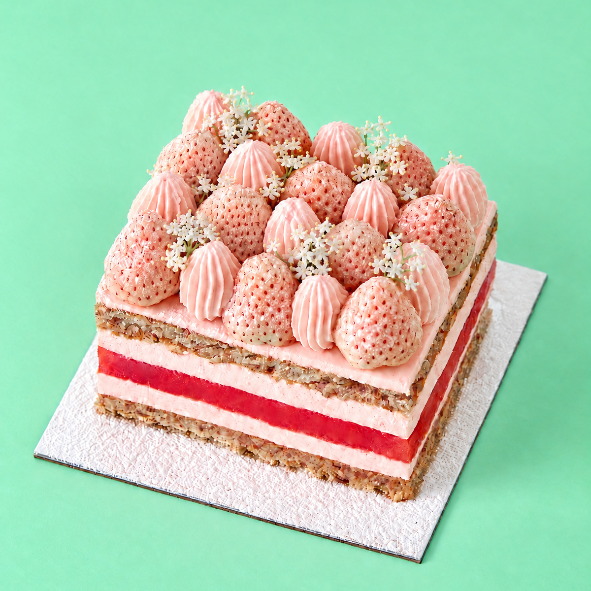 White Strawberry Watermelon Cake-1