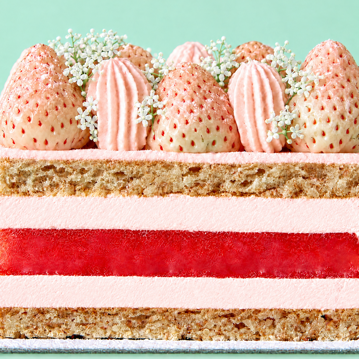 White Strawberry Watermelon Cake-2